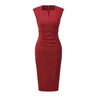 Women's Sheath Dress V Neck Sleeveless Elegant Office Dresses
