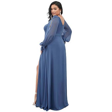 Open Lantern Sleeve A-Line Bridesmaid Dress