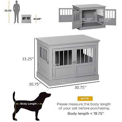 PawHut Cat Litter Box Enclosure with Magnetic Doors, Cat Washroom Nightstand with Large Top, Hidden Litter Box Side Table with Latches, for Indoor Use, Dark Grey