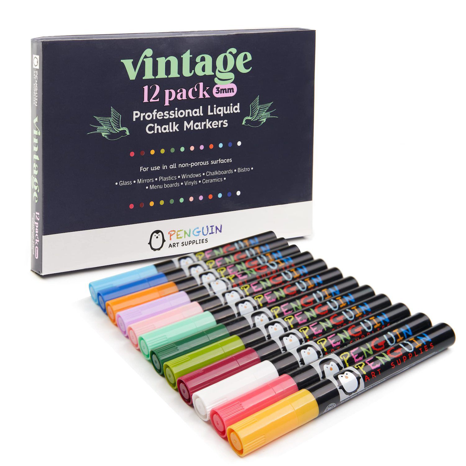 WallDeca Dry-Erase Thick Fine Line Markers, 25 Assorted Colors