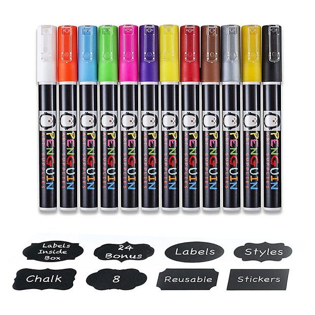 Liquid Chalk Markers - Fine Tip Chalk Pens for Multiple Surfaces with  Reversible Tip and Chalkboard Stickers