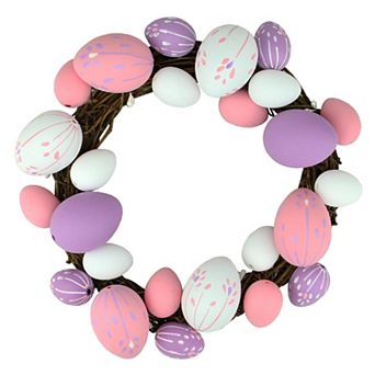 10 in Pink and White Floral Stem Easter Egg Spring Grapevine Wreath