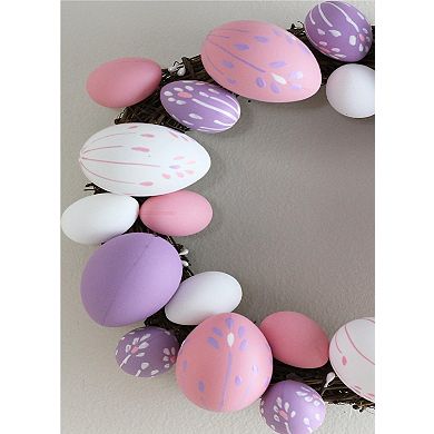 10 in Pink and White Floral Stem Easter Egg Spring Grapevine Wreath