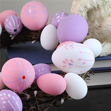 10 in Pink and White Floral Stem Easter Egg Spring Grapevine Wreath
