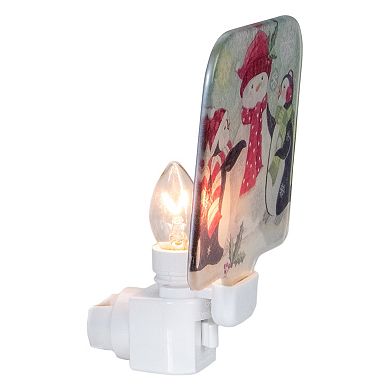 4" Snowman and Penguins Glass Christmas Night Light