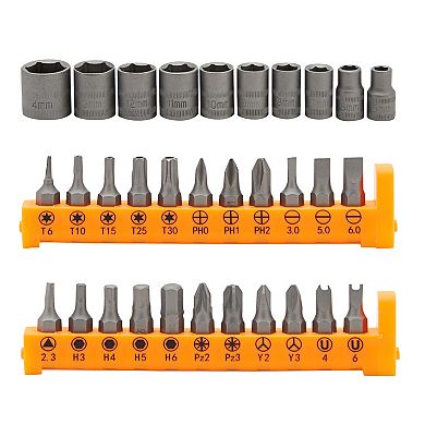 38 Piece 3/8 Ratchet Set, Drive Screwdriver and Socket Wrench with Case (6.4 x 3.6 x 2 In)