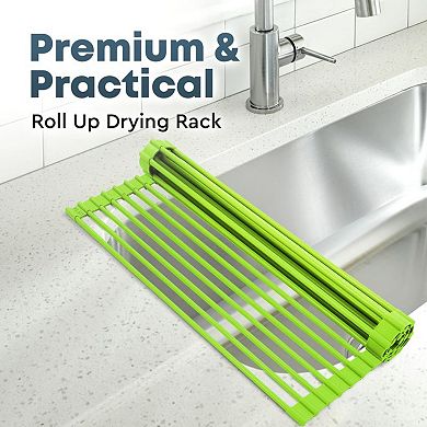Zulay Kitchen Silicone-Coated Stainless Steel Over Sink Dish Drying Rack