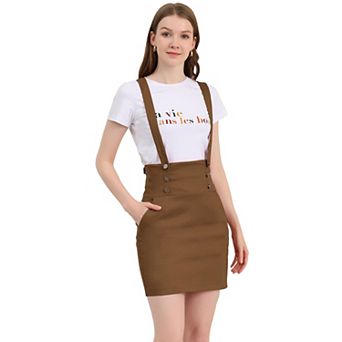 Women's High Waist Suspender Adjustable Strap Party Pencil Braces Short Skirt Overalls