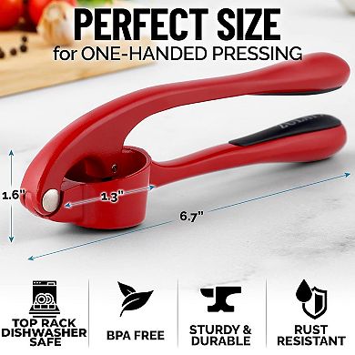 Zulay Kitchen Premium Garlic Press Set - Silicone Garlic Peeler & Brush