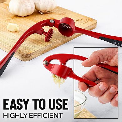 Zulay Kitchen Premium Garlic Press Set - Silicone Garlic Peeler & Brush