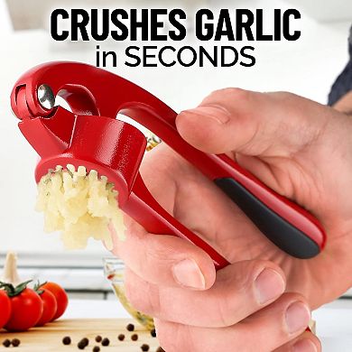 Zulay Kitchen Premium Garlic Press Set - Silicone Garlic Peeler & Brush