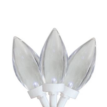 25 Count Pure White LED C9 Christmas Lights 16 ft White Wire