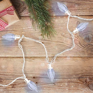 25 Count Pure White LED C9 Christmas Lights 16 ft White Wire