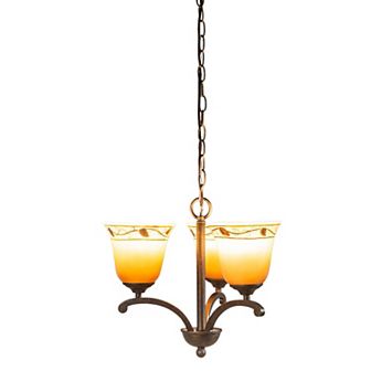 15.5" Yellow and Brown Garden Leaf Contemporary 3-Light Chandelier