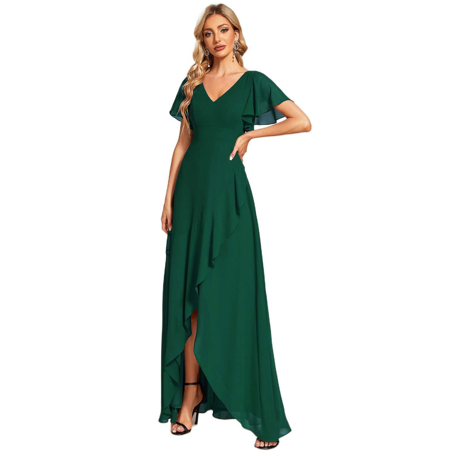 Charming Chiffon Bridesmaid Dress with Lotus Leaf Hemline