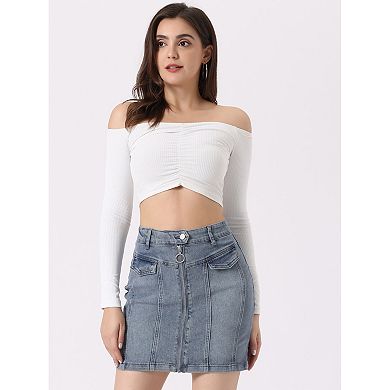 Women's Denim Skirts Zip Front Slim Fit High Waist Mini Jean Skirt
