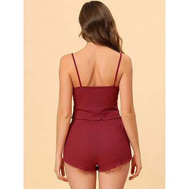 Women's Pajama Sleeveless Crop Tank Tops and Shorts Lounge Set