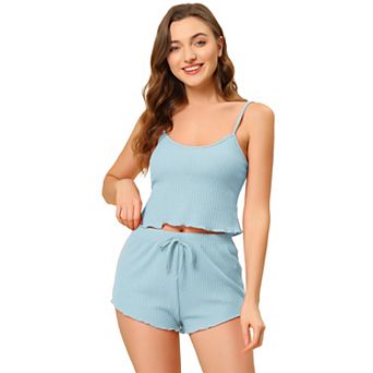 Women's Pajama Sleeveless Crop Tank Tops and Shorts Lounge Set
