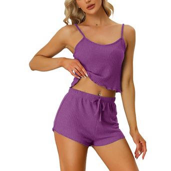 Women's Pajama Sleeveless Crop Tank Tops and Shorts Lounge Set