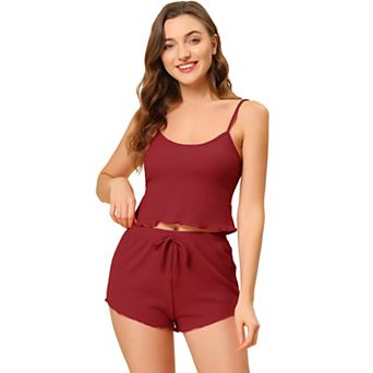 Women's Pajama Sleeveless Crop Tank Tops and Shorts Lounge Set