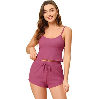 Women's Pajama Sleeveless Crop Tank Tops and Shorts Lounge Set