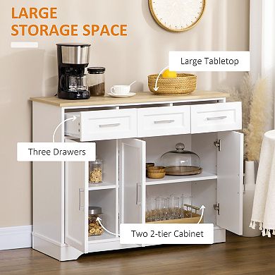 HOMCOM Kitchen Sideboard Buffet Cabinet with Storage, Kitchen Island