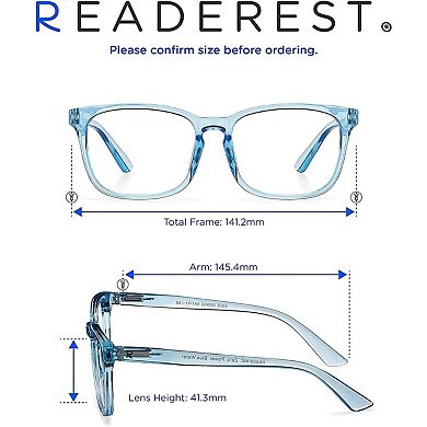 Blue Light Blocking Reading Glasses (Light Blue, 375 Magnification) - Computer