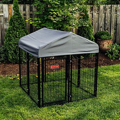 Lucky Dog STAY Series Studio Jr. 4 x 4 x 4.3 Foot Roofed Steel Dog Kennel, Grey