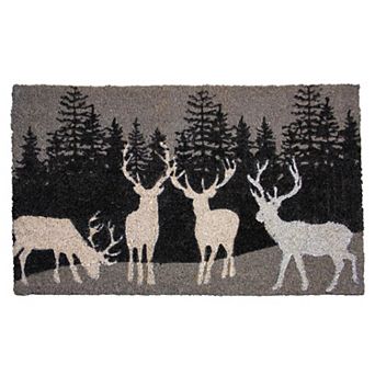 Natural Coir Rectangular Forest Reindeer Christmas Doormat 18" x 30"
