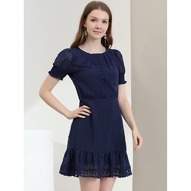 Women's Short Sleeve Ruffle Hem Chiffon Dress