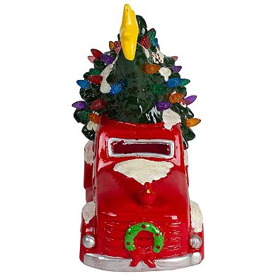 8" Red LED Lighted Vintage Truck Hauling Christmas Tree
