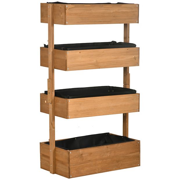 Outsunny 4-Tier Raised Garden Bed with Non-Woven Fabric