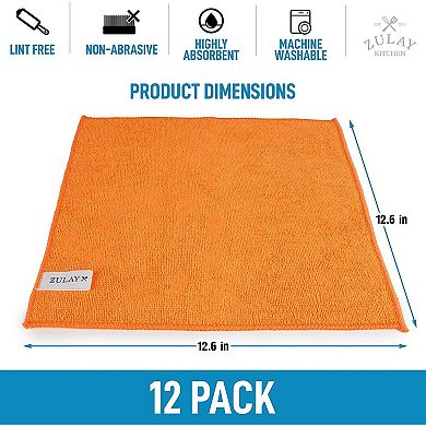 Zulay Kitchen 12 Pack Microfiber Cleaning Cloths