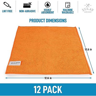 Zulay Kitchen 12 Pack Microfiber Cleaning Cloths