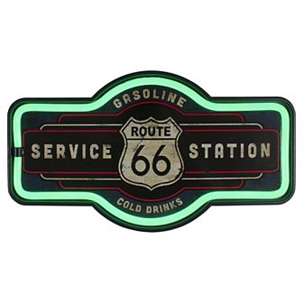 LED Lighted 'Route 66 Service Station' Neon Style Wall Sign