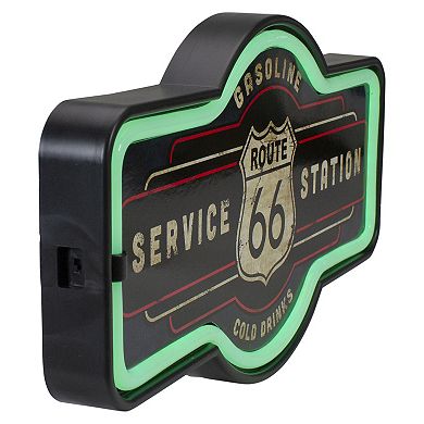 LED Lighted 'Route 66 Service Station' Neon Style Wall Sign