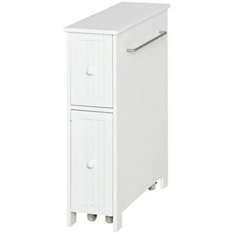 kleankin Slim Bathroom Storage Cabinet with Drawers and Side Towel Rack