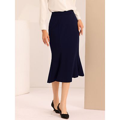 Women's Mermaid Skirt Hight Waist Metal Decor Fishtail Pencil Midi