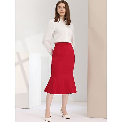 Women's Mermaid Skirt Hight Waist Metal Decor Fishtail Pencil Midi