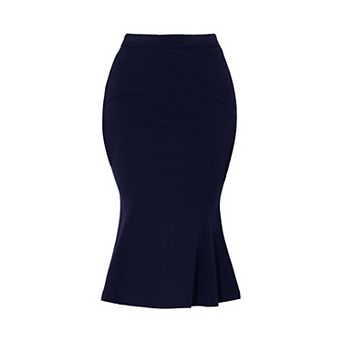 Women's Mermaid Skirt Hight Waist Metal Decor Fishtail Pencil Midi Skirt