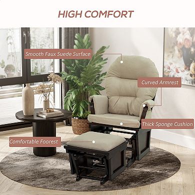 HOMCOM Nursery Glider Rocking Chair with Ottoman