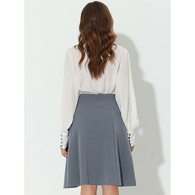 Women's Button Front Formal Work A-Line Midi Skirts