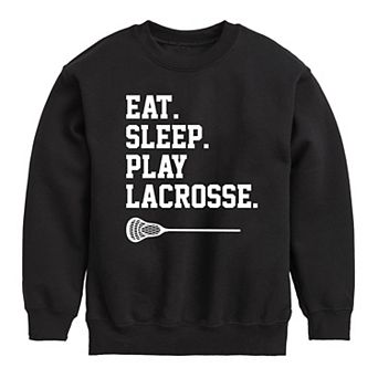 Boys 8-20 Eat Sleep Play Lacrosse Crew Fleece Sweatshirt