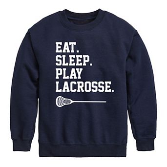 Boys 8-20 Eat Sleep Play Lacrosse Crew Fleece Sweatshirt