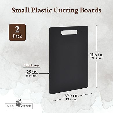 Small Plastic Cutting Boards Set (7.75 x 11.6 In, Black, 2 Pack)