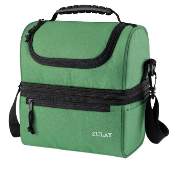 Insulated 2 Compartment Lunch Box Bag With Strap