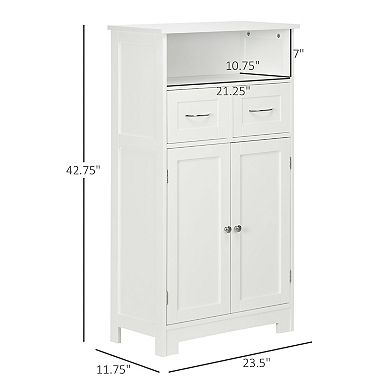 Bathroom Storage Organizer Floor Cabinet With Adjustable Shelf, White