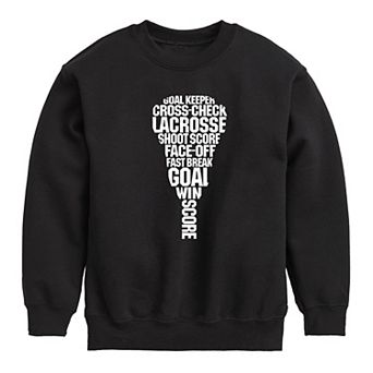 Boys 8-20 Lacrosse Stick Words Crew Fleece Sweatshirt