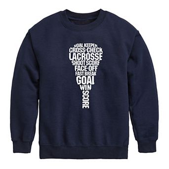 Boys 8-20 Lacrosse Stick Words Crew Fleece Sweatshirt