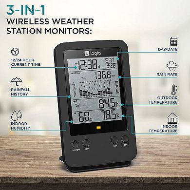 3-in-1 Weather Station With Rain Gauge and LCD Display